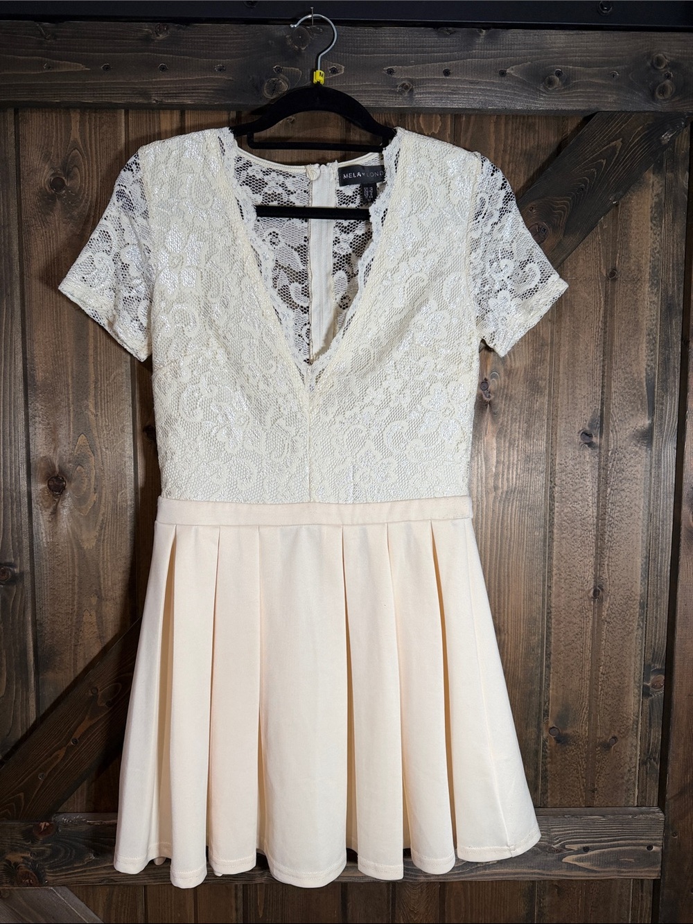 Cream Lace Fit & Flare Mini Dress